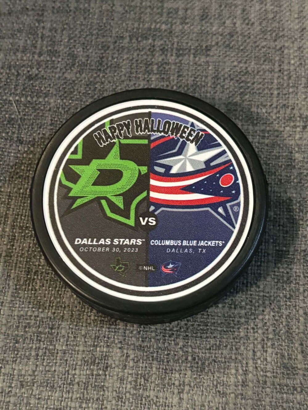 Dallas Stars vs Columbus Blue Jackets October 30, 2023 Happy Halloween Puck